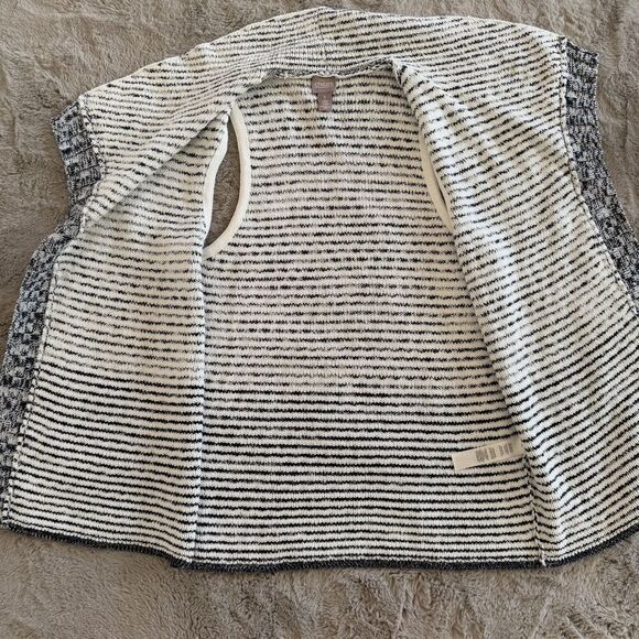 Chicos Textured Knit Sweater Vest Women's Size1M Black Antique White - Picture 5 of 12
